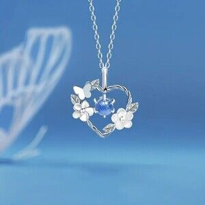 Elegant Moonstone Butterfly Heart Flower Pendant Necklace